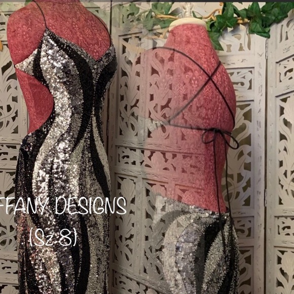 Tiffany Designs Dresses & Skirts - TIFFANY’S BLACK & SILVER SEQUINED LONG FORMAL